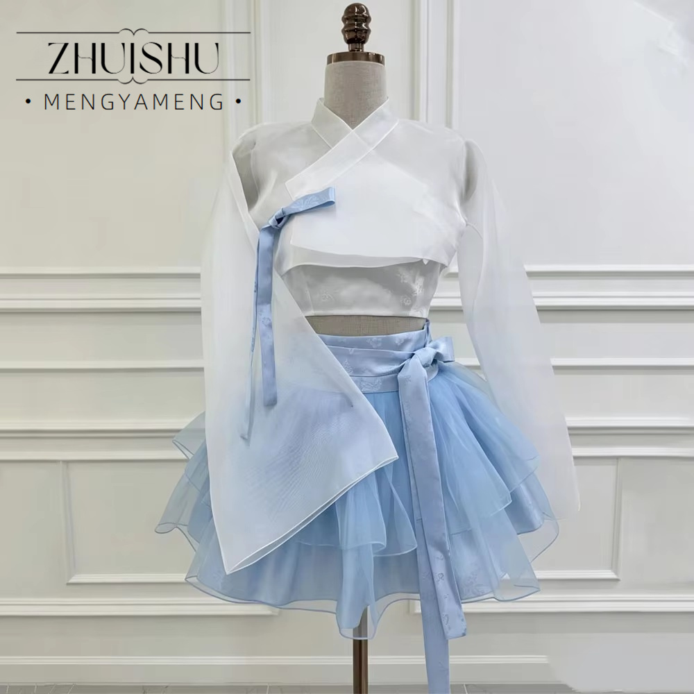 Modern Korean Lifestyle - Vestido de baile curto moderno azul